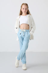 <tc>Pantalon de Survêtement Fille en Coton à Intérieur Doux Texturé, Brodé et Coupe Standard - 75158</tc>