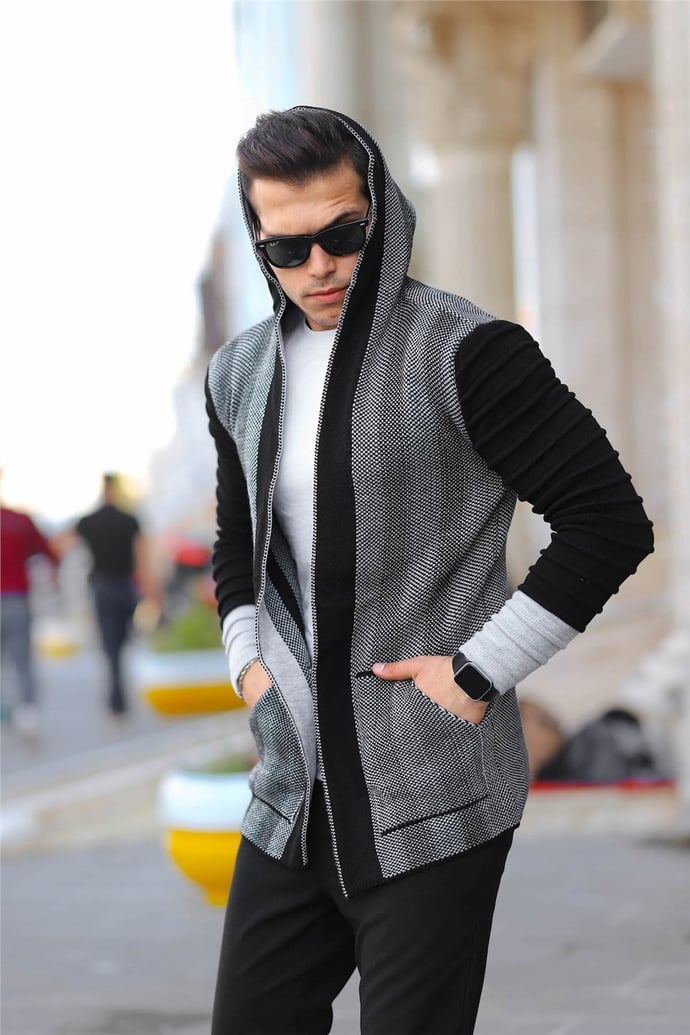 <tc>Cardigan poncho pour homme avec manches à motifs</tc>