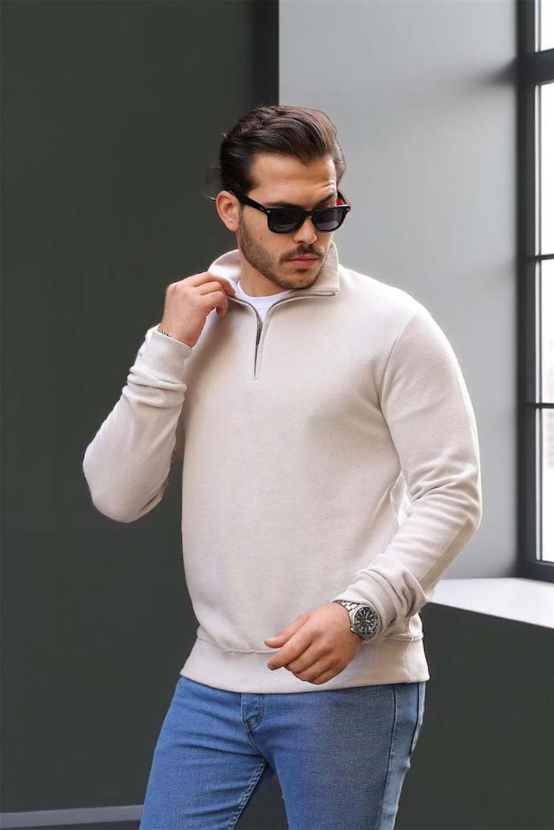 Sweat Homme Lars Col Zippé en Maille Selanik