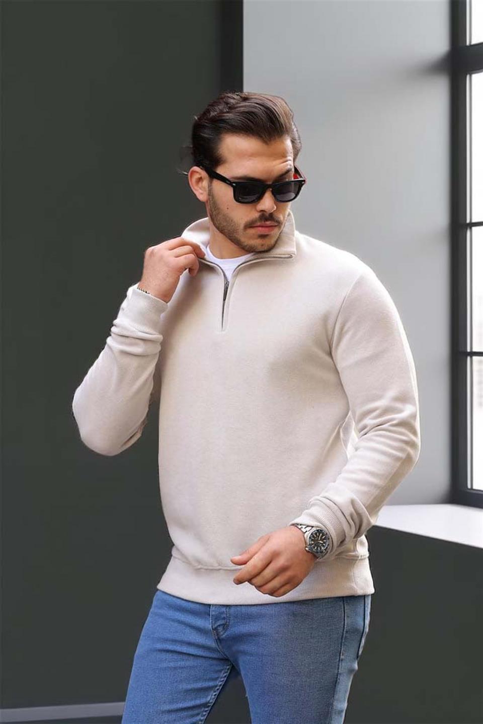 Sweat Homme Lars Col Zippé en Maille Selanik