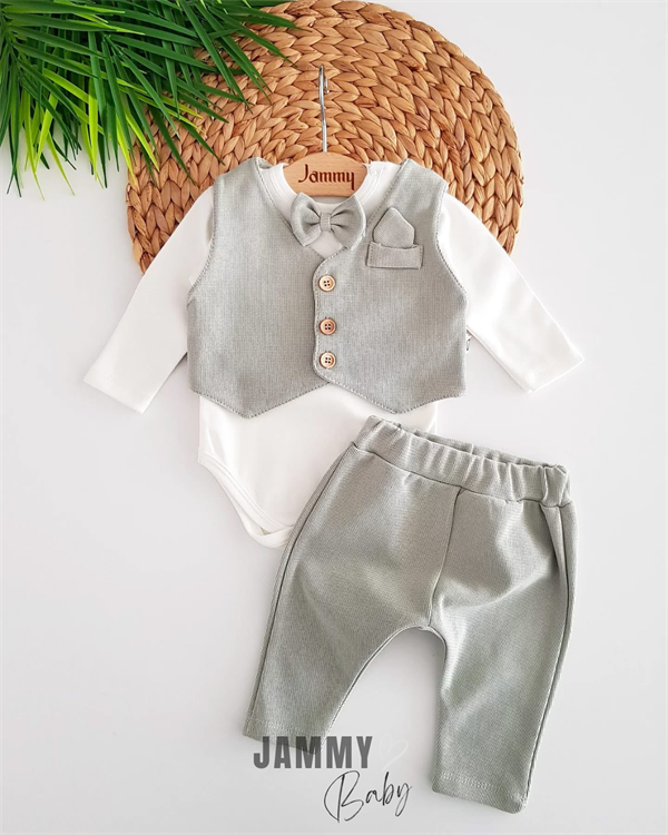 adrian vest 3 piece baby suit-ice gray