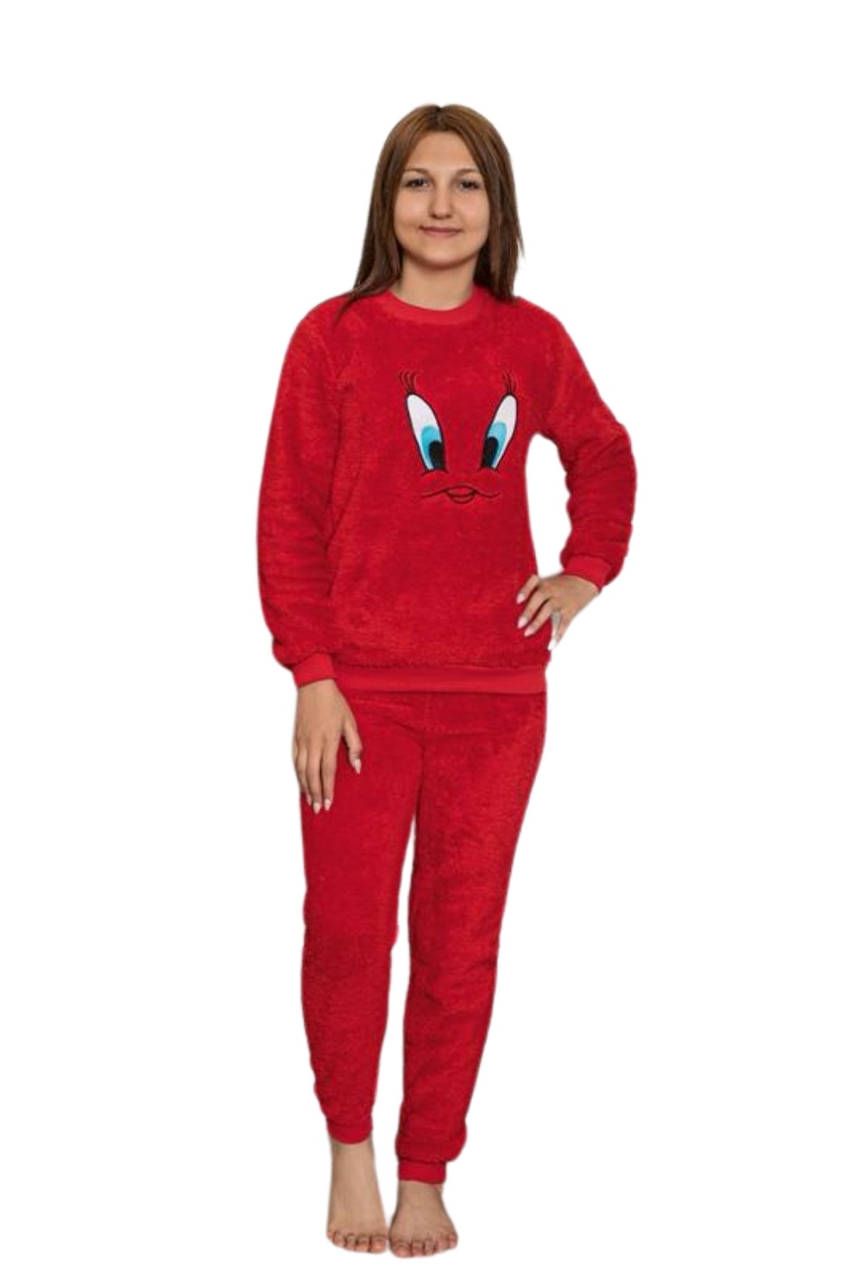 <tc>Ensemble de pyjama en peluche à motifs de poussins pour mère et fille (mère et fille vendues séparément).</tc>