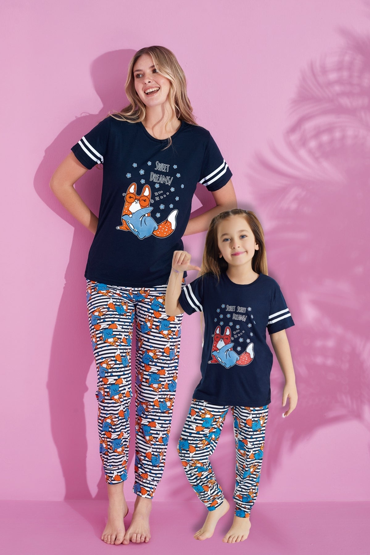 <tc>Ensemble de pyjama à manches courtes en viscose à motif Maman et Fille (vendu séparément)</tc>