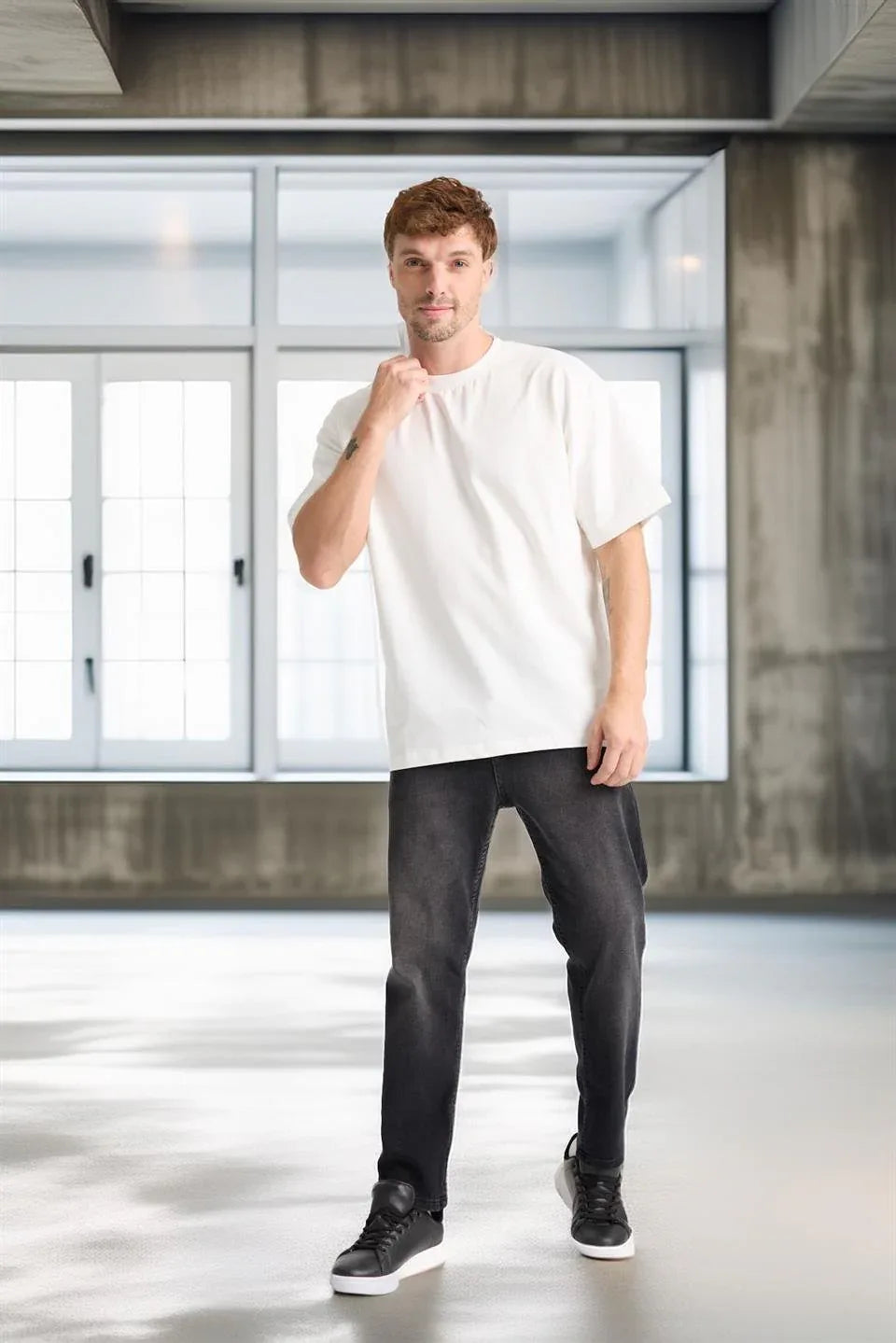 T-shirt homme oversize en coton col rond basique - Justyol