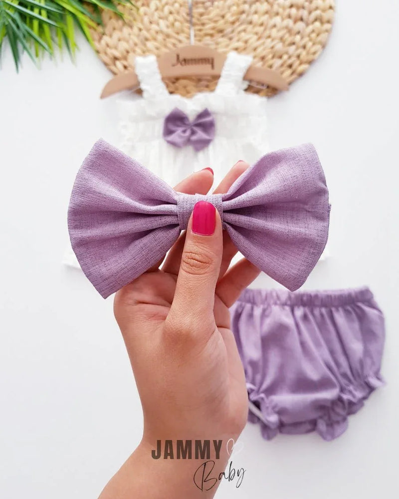 Ensemble bébé fille été robe et bloomer avec nœud