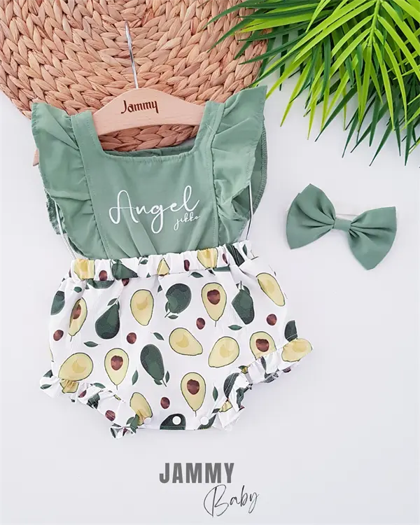 angel avocado bandana romper set Justyol