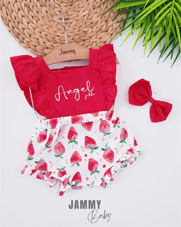 Ensemble bébé fille 3 pièces – Blouse, short et bandeau