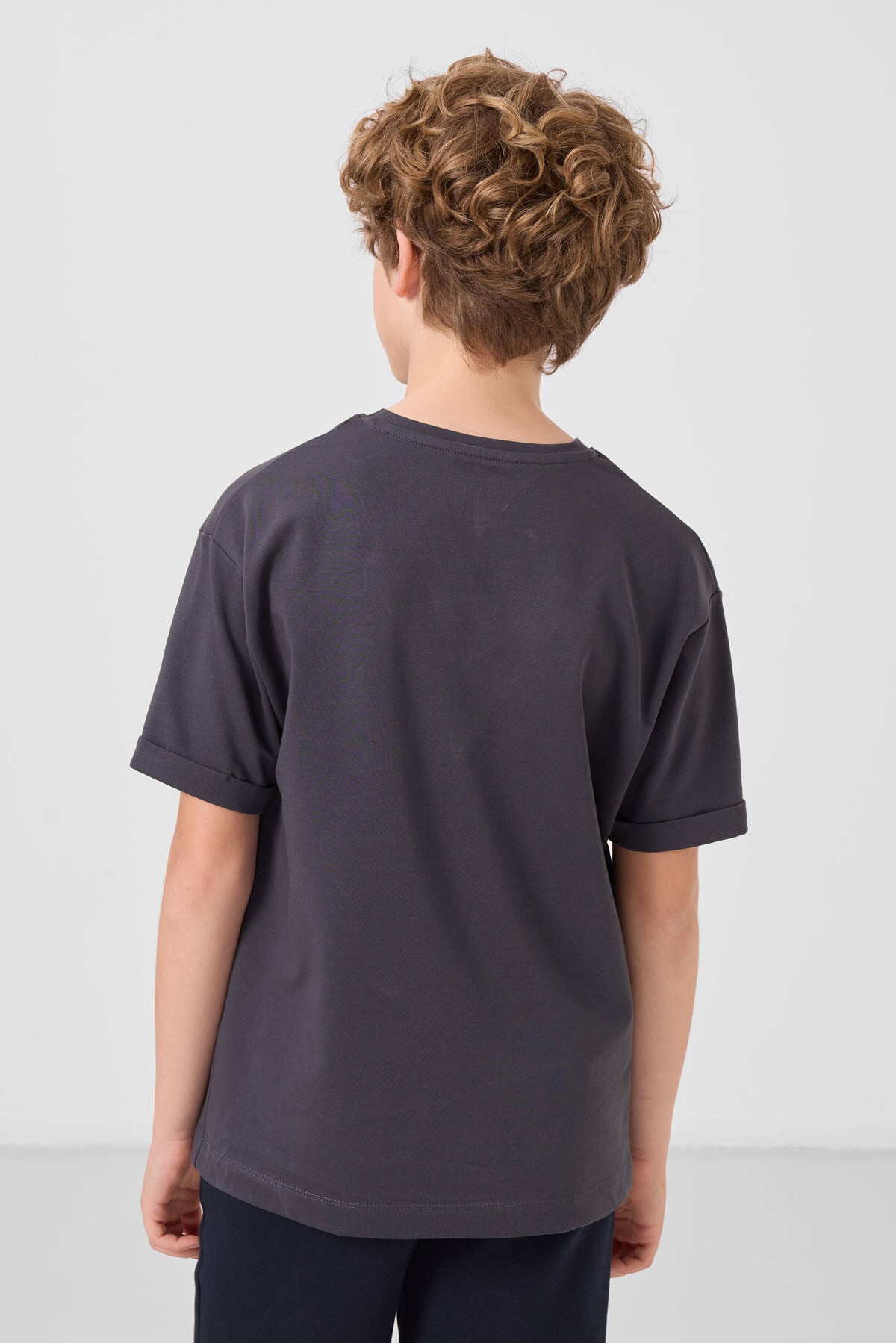 T-shirt Garçon Oversize en Coton Doux avec Impression - 11301