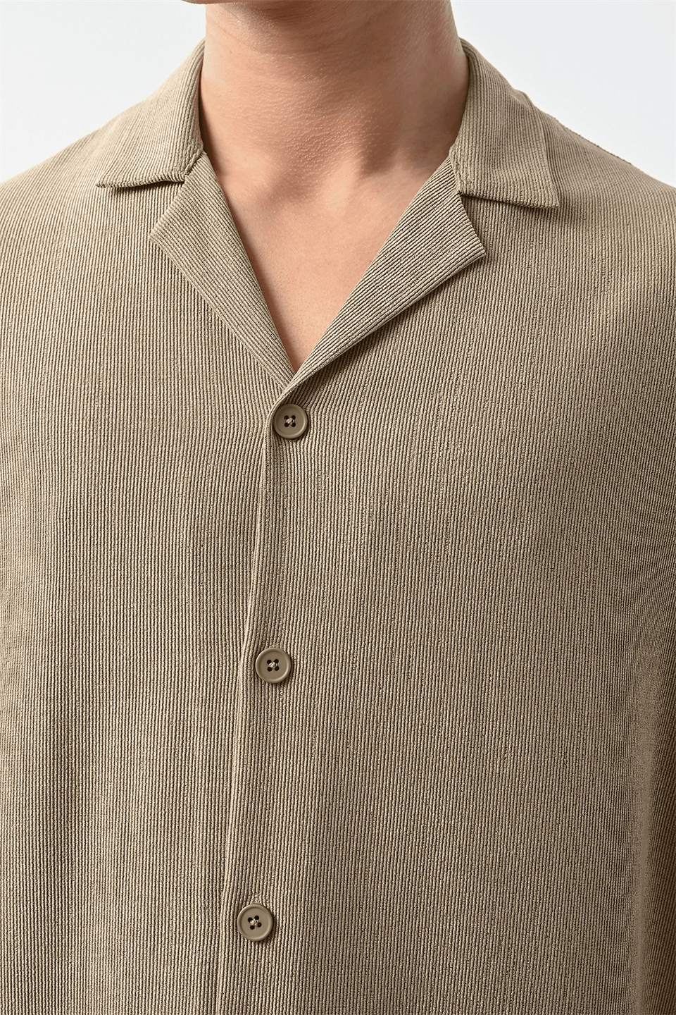 <tc>Chemise Homme à Col Mao et Manches Courtes Texturées</tc>