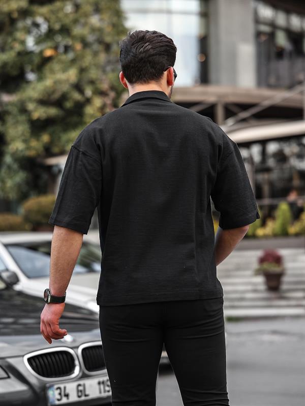 apaş yaka premium kisa kollu keten gömlek - Justyol