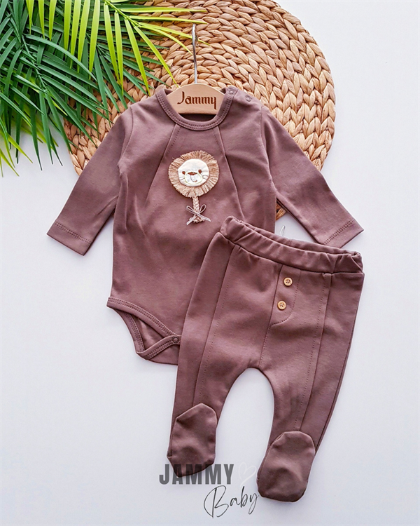 seasonal 2-piece set with lion figure-brown