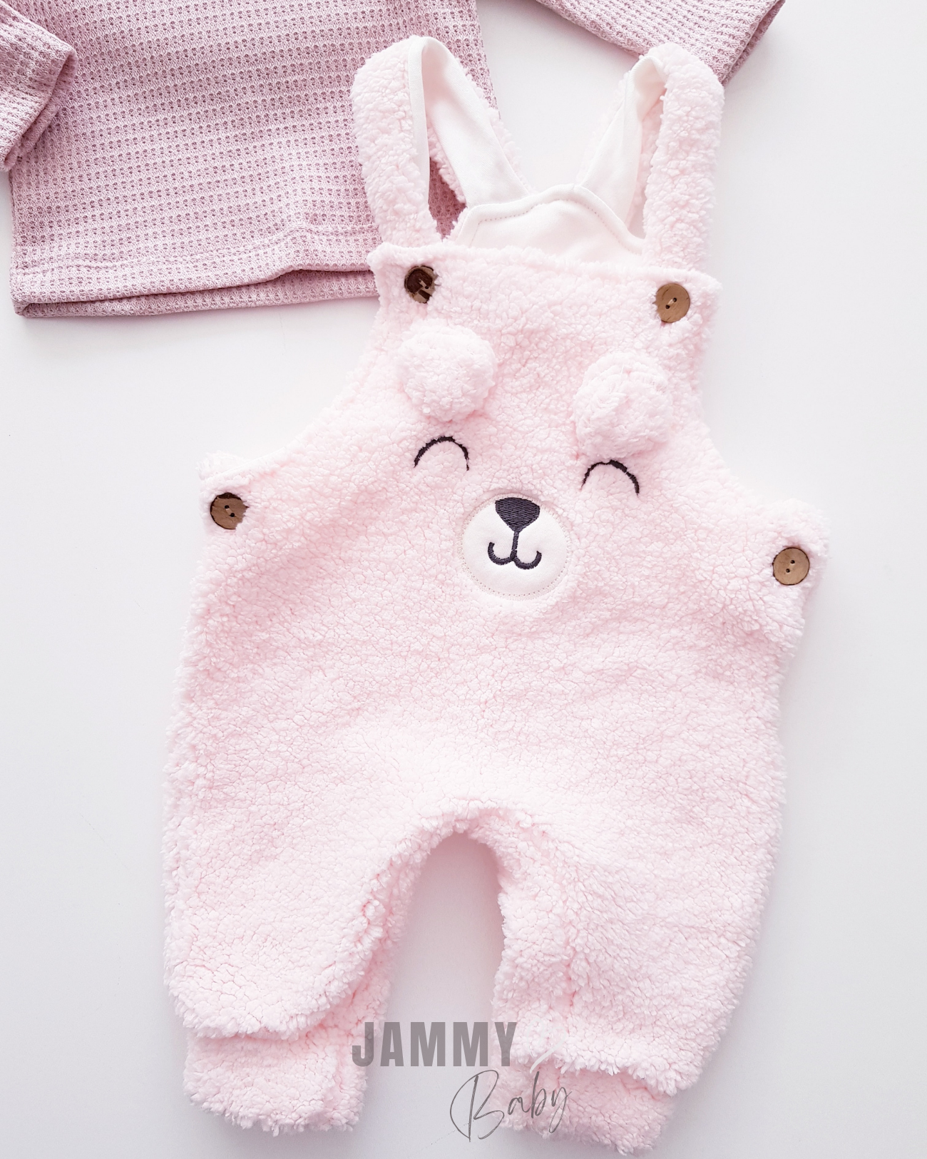 <tc>Ensemble Salopette Peluche Ourson & Body - ROSA</tc>