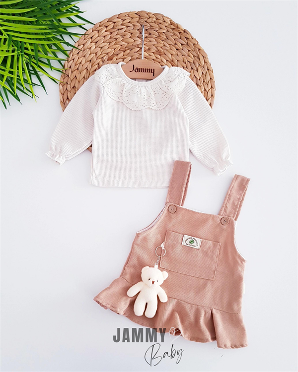 ensemble robe gilet & body ours en peluche - marron