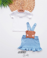 ensemble gilet, robe, t-shirt ours en peluche