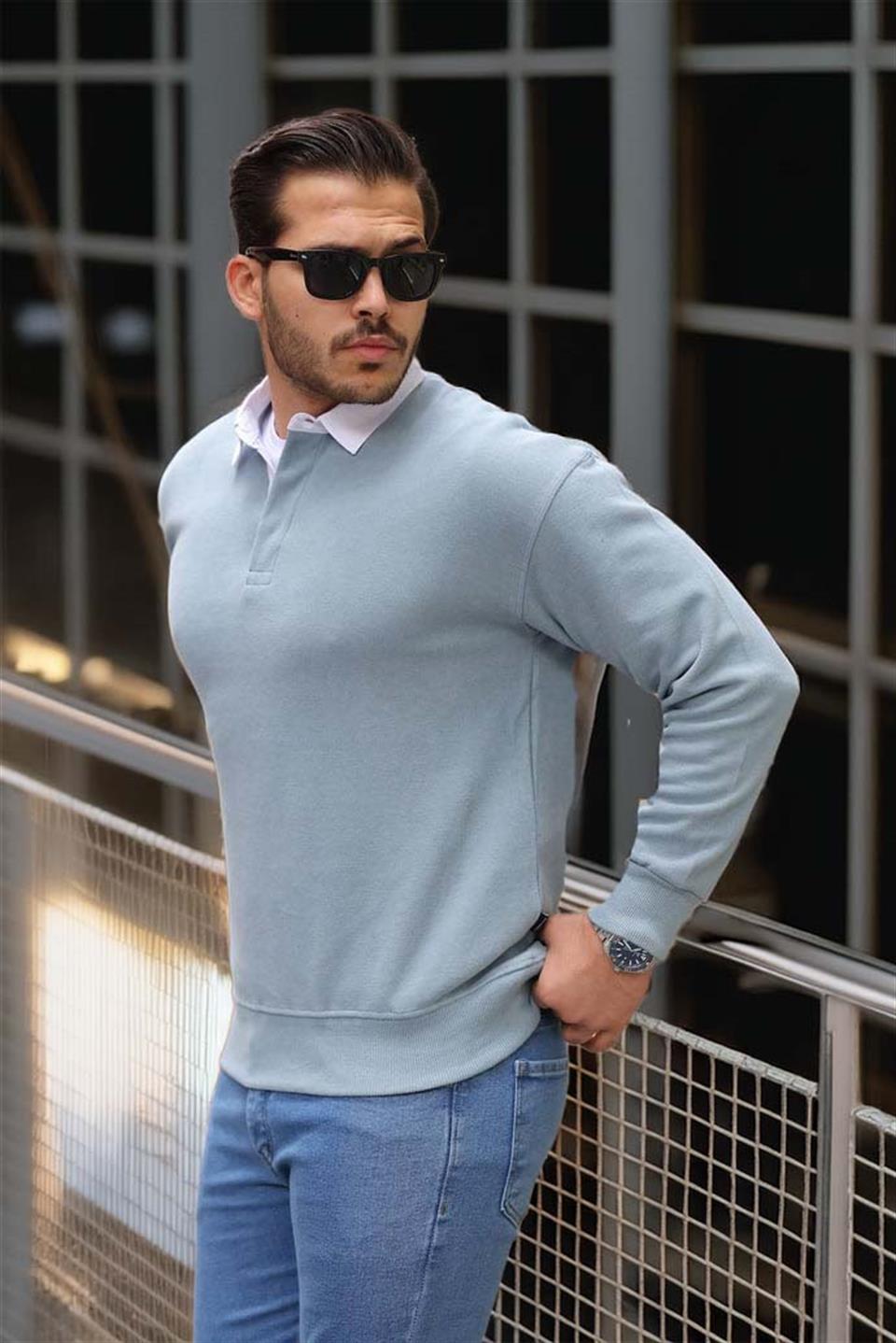Sweat Homme Luis Col Polo en Maille Selanik