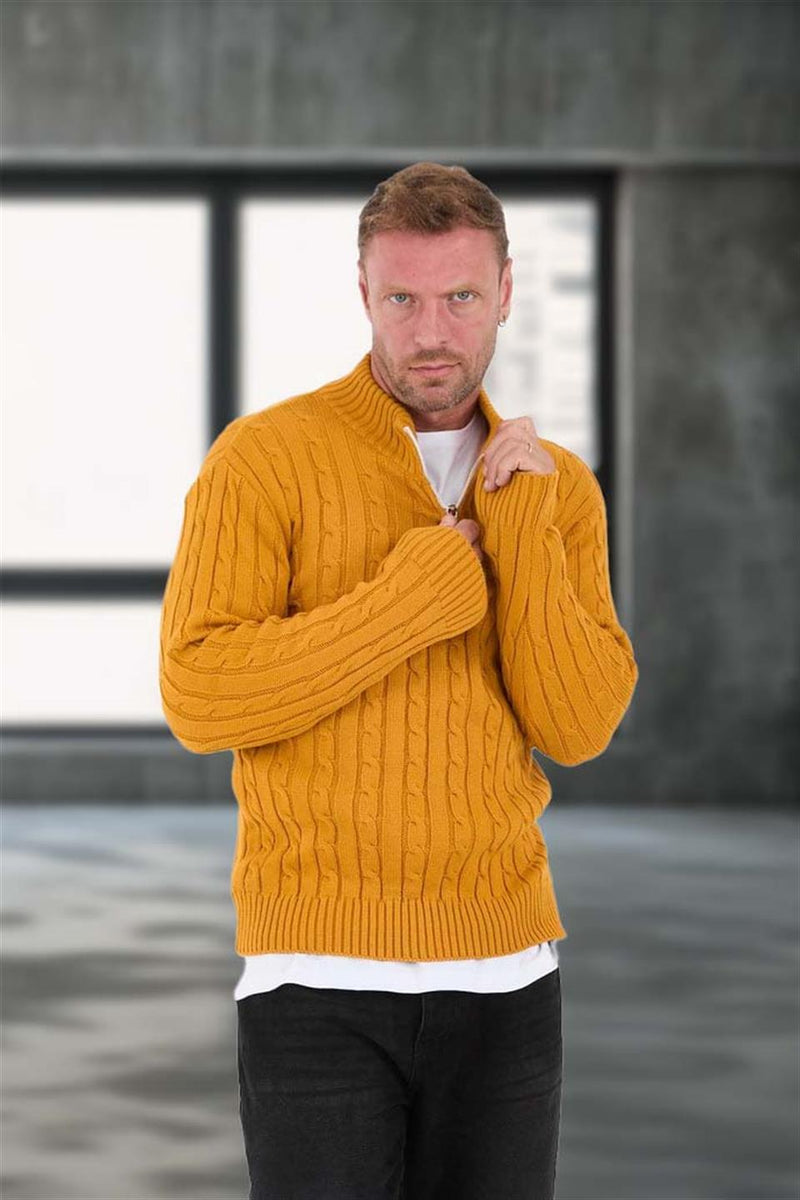 Pull Homme Bardem Maille Torsadée Demi-Zip