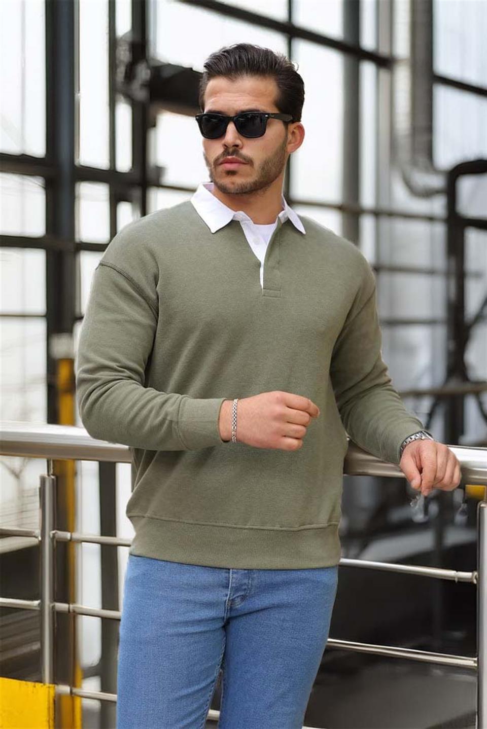Sweat Homme Luis Col Polo en Maille Selanik