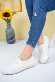 Ballerines Orthopédiques Femme Perforées à Lacets – Confort Quotidien