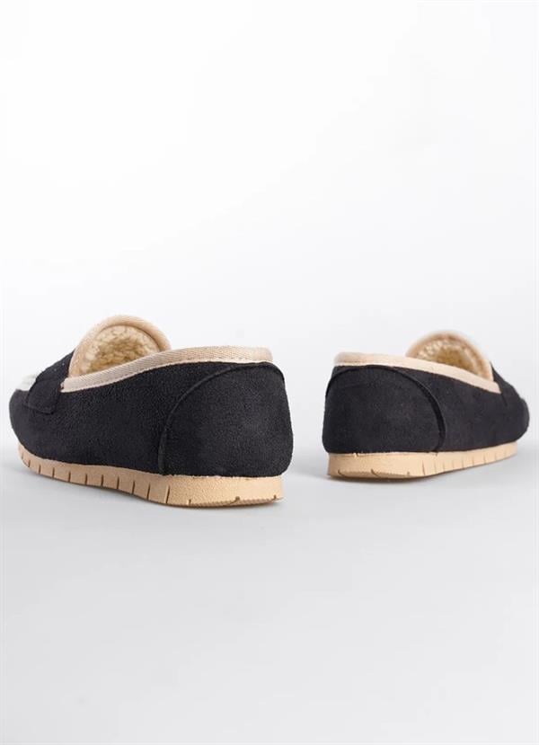Ballerines Femme Noir Suédine Doublure Chaude