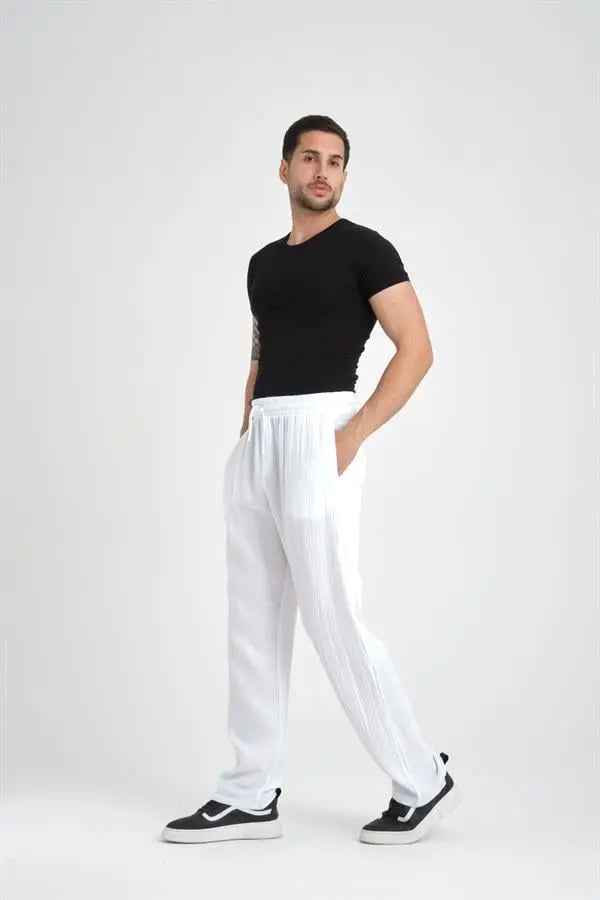 hafif ve rahat müslin baggy erkek pantolon - Justyol