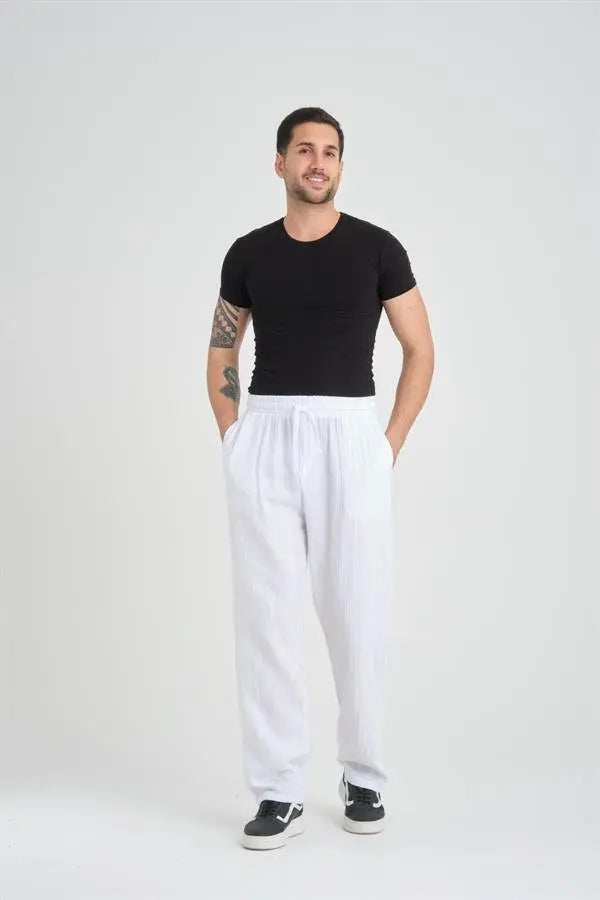 hafif ve rahat müslin baggy erkek pantolon - Justyol