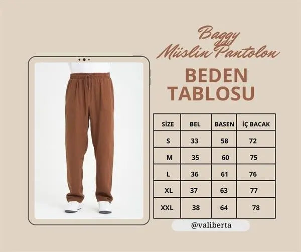 hafif ve rahat müslin baggy erkek pantolon - Justyol