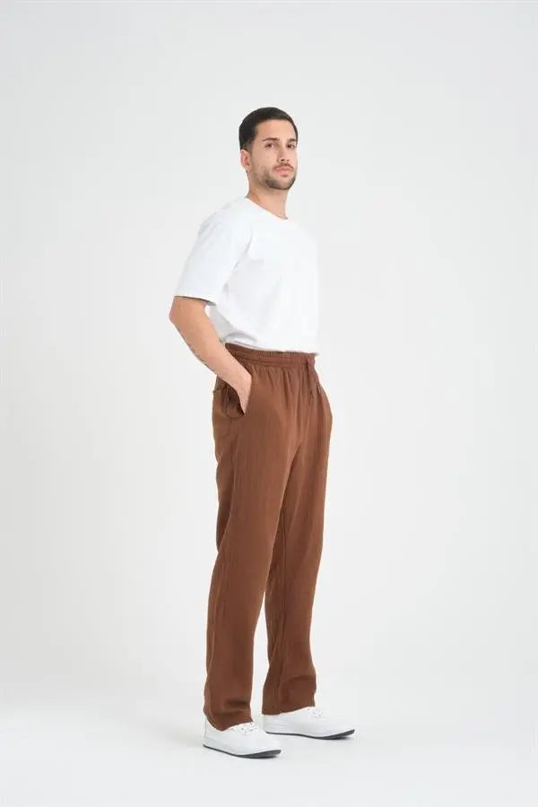 hafif ve rahat müslin baggy erkek pantolon - Justyol