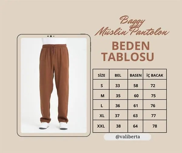 hafif ve rahat müslin baggy erkek pantolon - Justyol