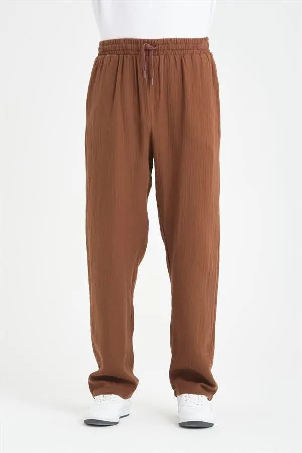 hafif ve rahat müslin baggy erkek pantolon - Justyol