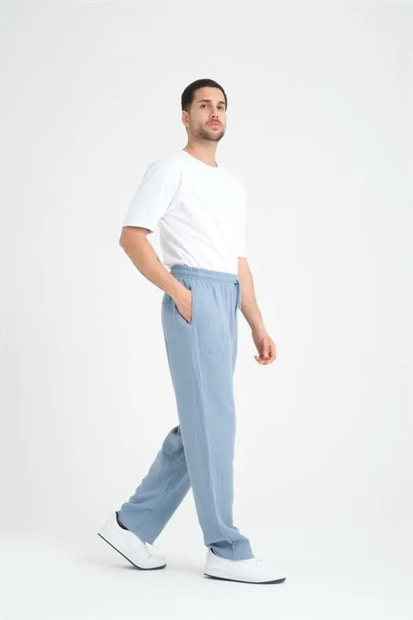 hafif ve rahat müslin baggy erkek pantolon - Justyol