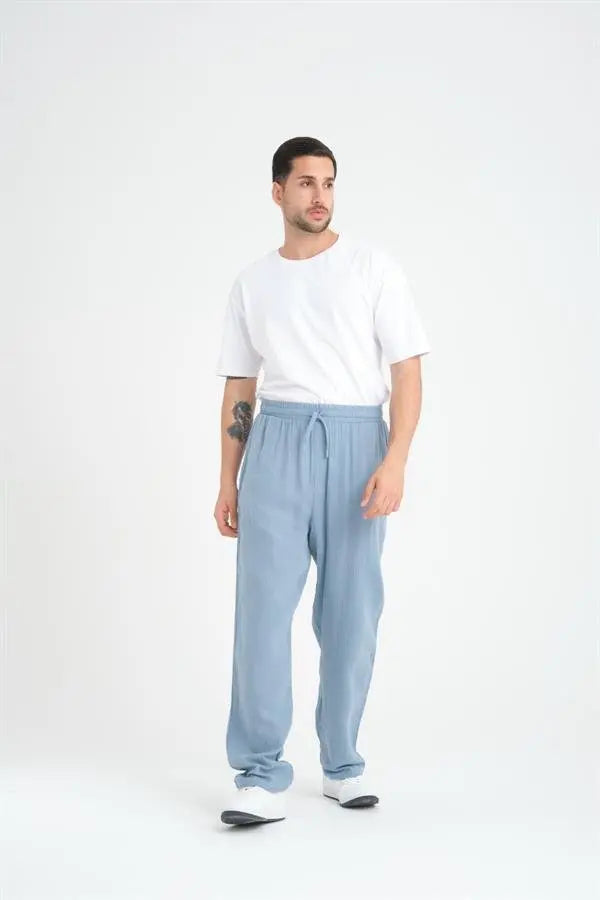 hafif ve rahat müslin baggy erkek pantolon - Justyol
