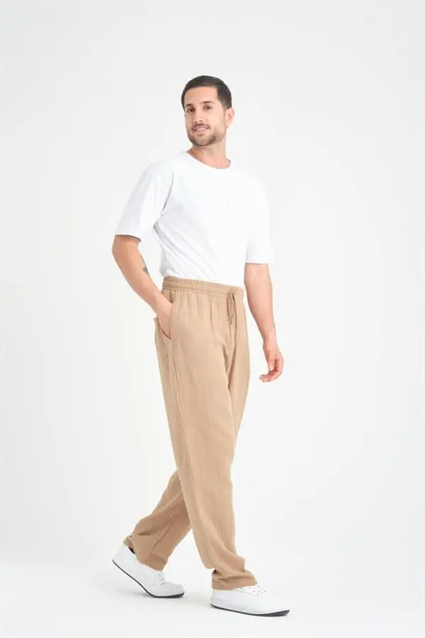 hafif ve rahat müslin baggy erkek pantolon - Justyol