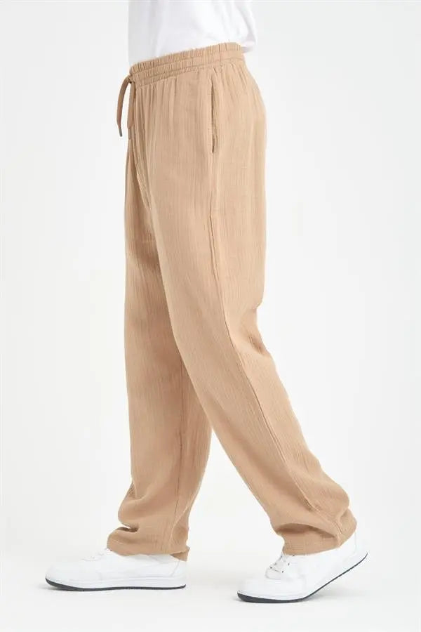 hafif ve rahat müslin baggy erkek pantolon - Justyol