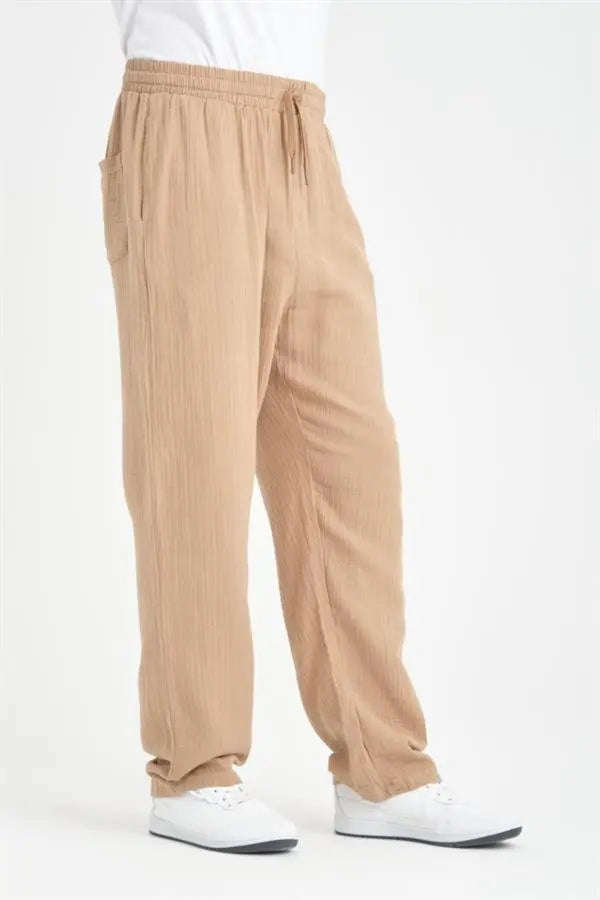 hafif ve rahat müslin baggy erkek pantolon - Justyol