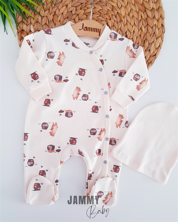 honey bear hat overalls set