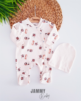 honey bear hat overalls set