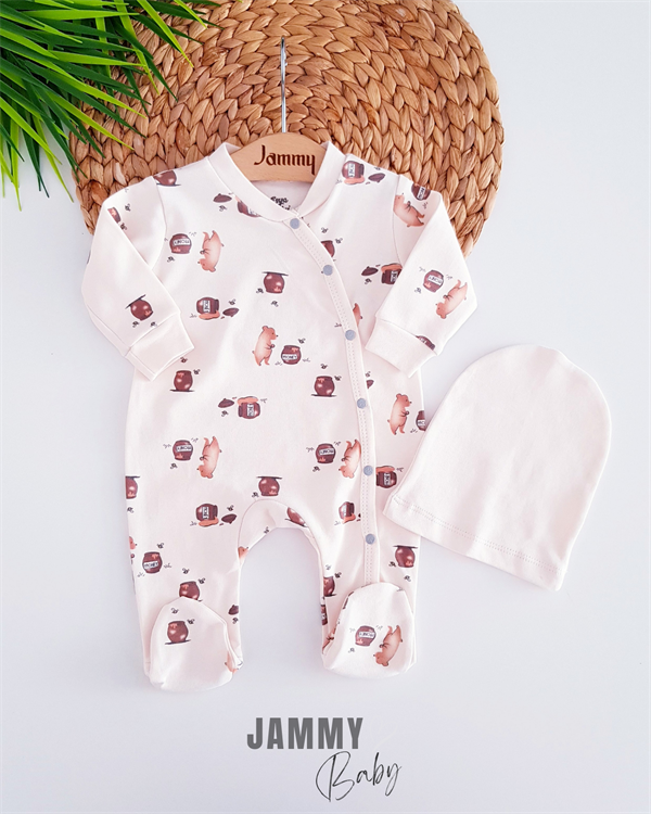 honey bear hat overalls set