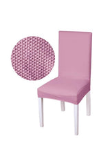 <tc>"Housse de chaise en tissu lycra à motif alvéolé, anti-peluches et lavable, modèle récent pour chaise individuelle."</tc>