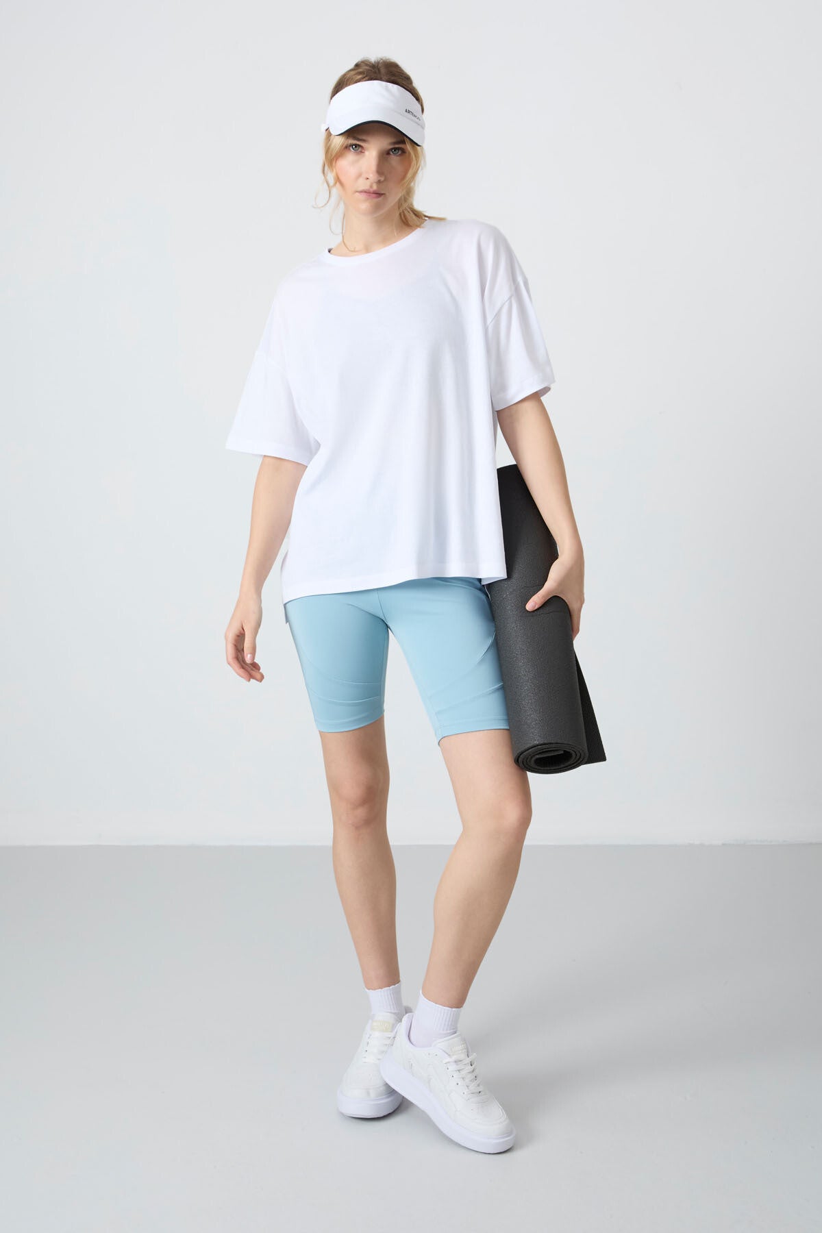 penye modal yumuşak tuşeli oversize fit basic kadin t-shirt- 97285