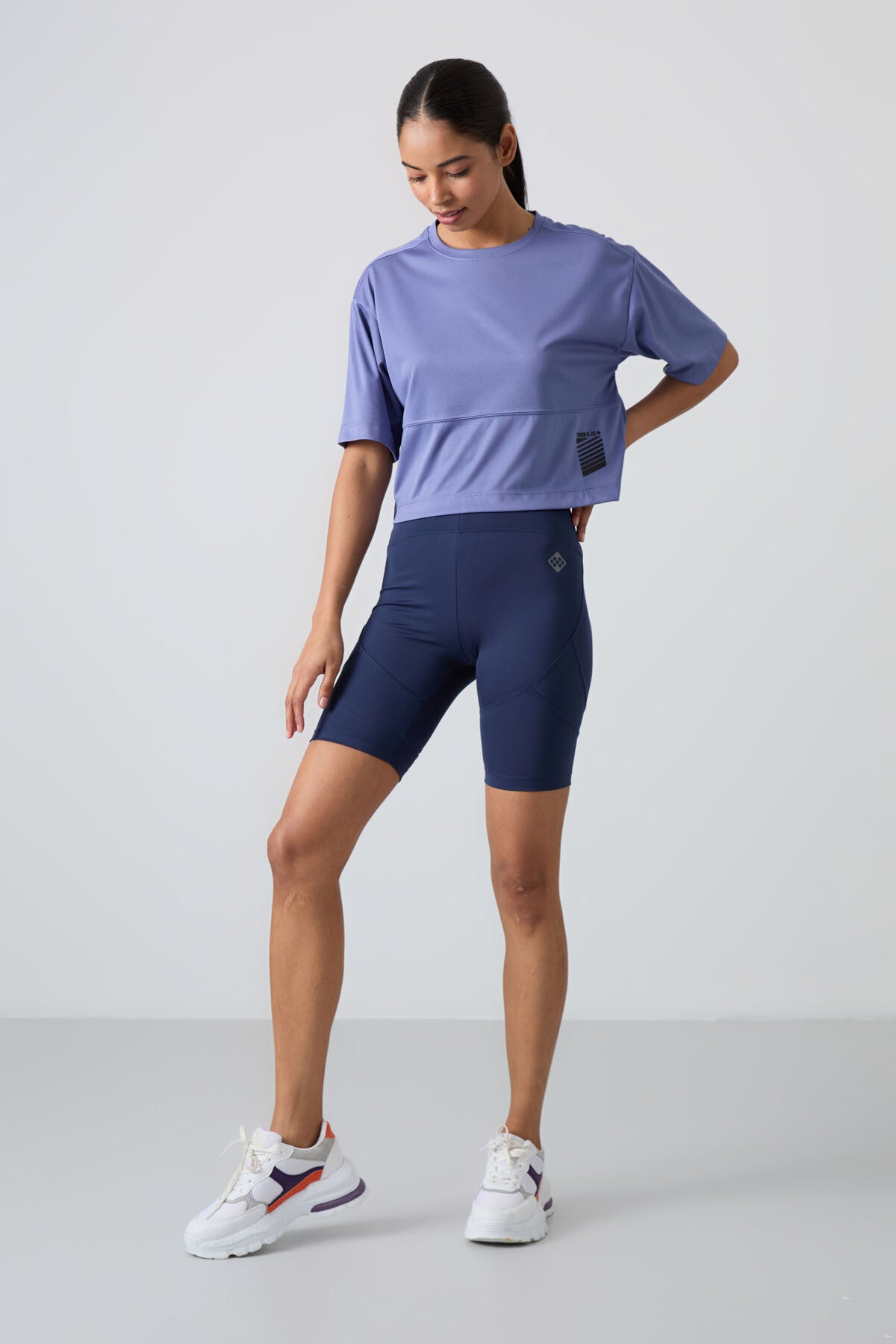 polyester nefes alan dokulu ince esnek oversize fit performans kadin t-shirt - 97284 - Justyol