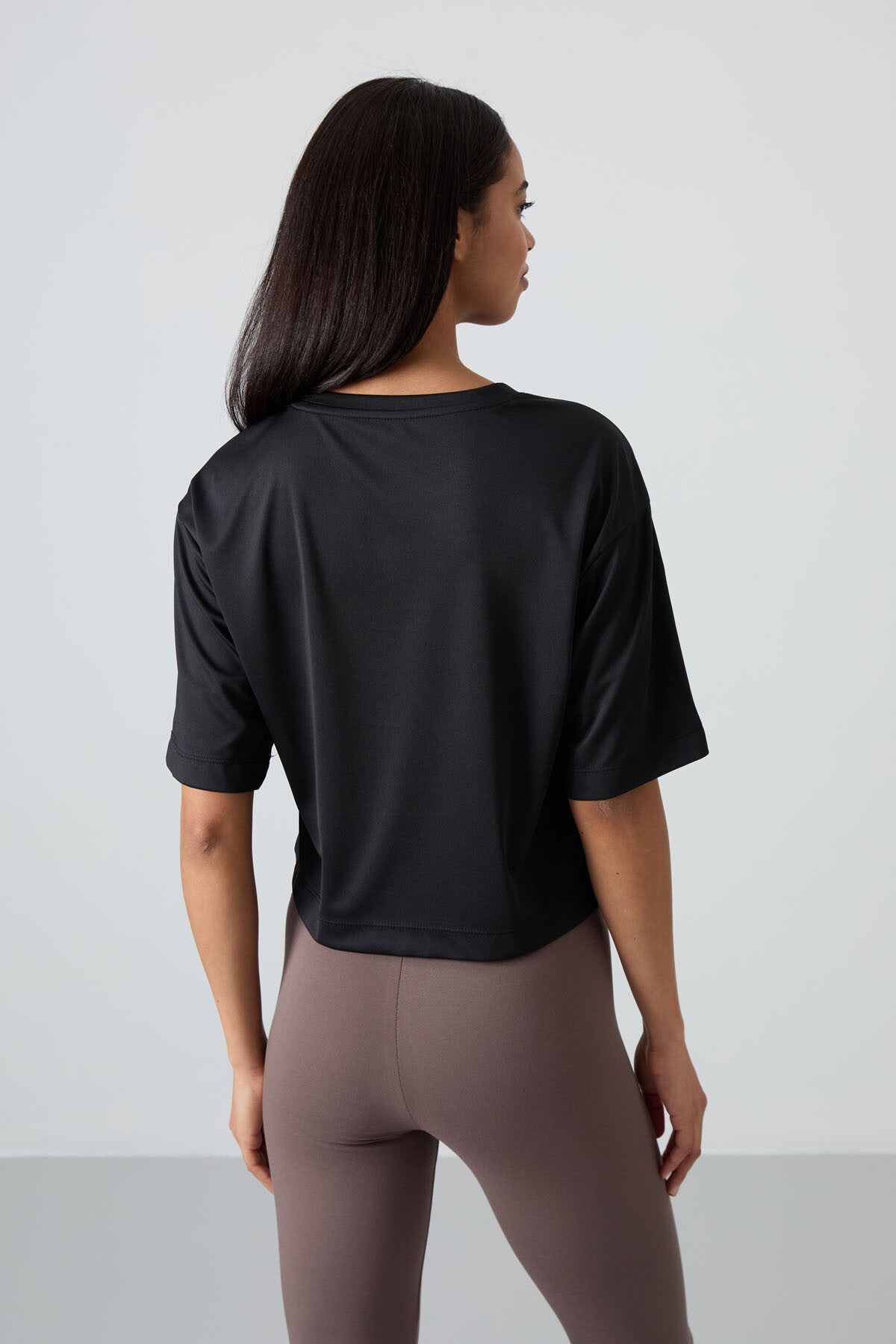 polyester nefes alan dokulu ince esnek oversize fit performans kadin t-shirt - 97284 - Justyol