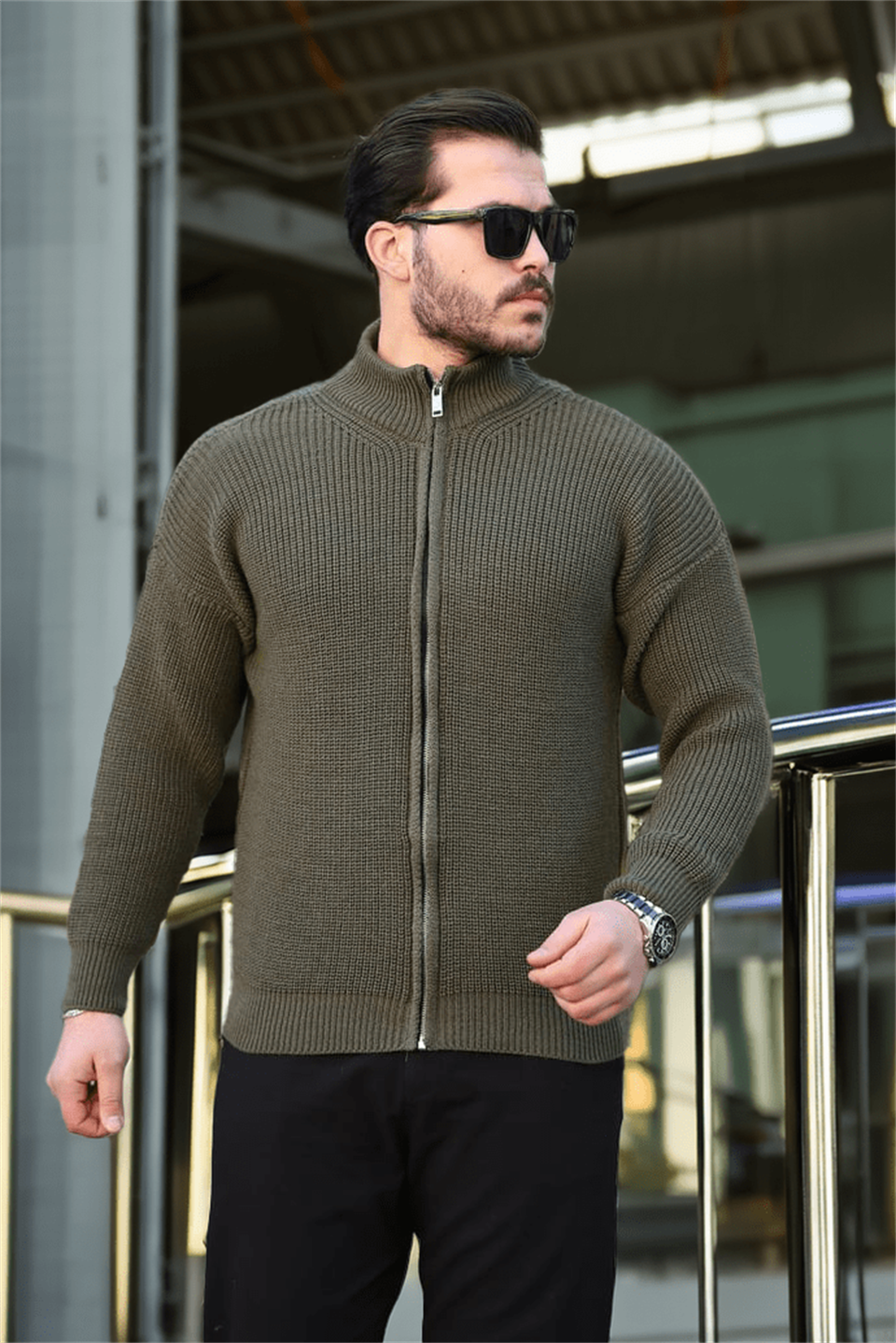 Gilet homme oversize zippé en maille Selanik