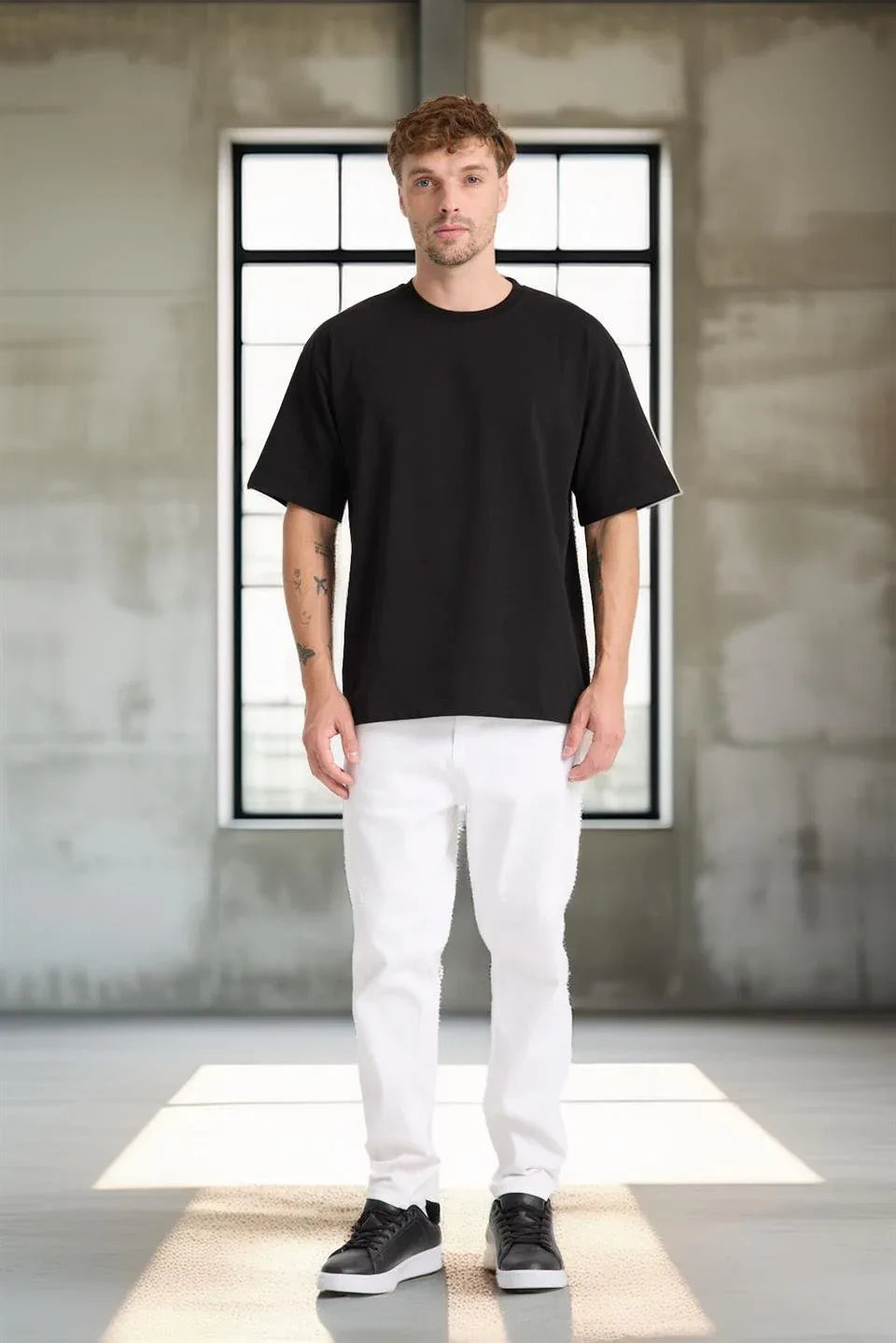 T-shirt homme oversize en coton col rond basique - Justyol