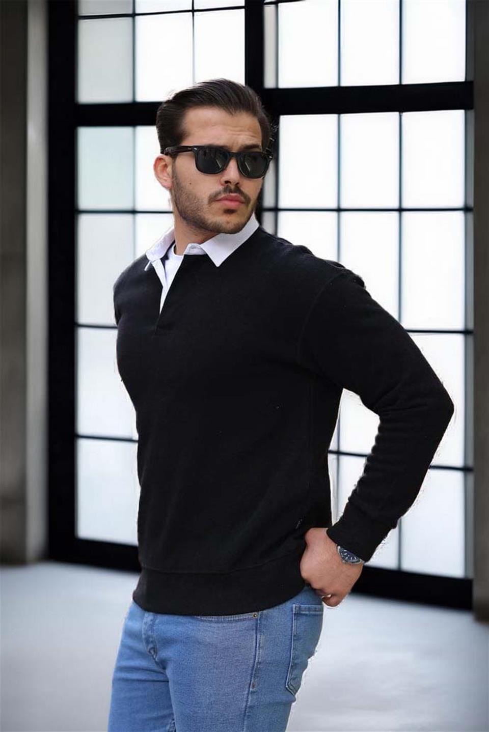 Sweat Homme Luis Col Polo en Maille Selanik