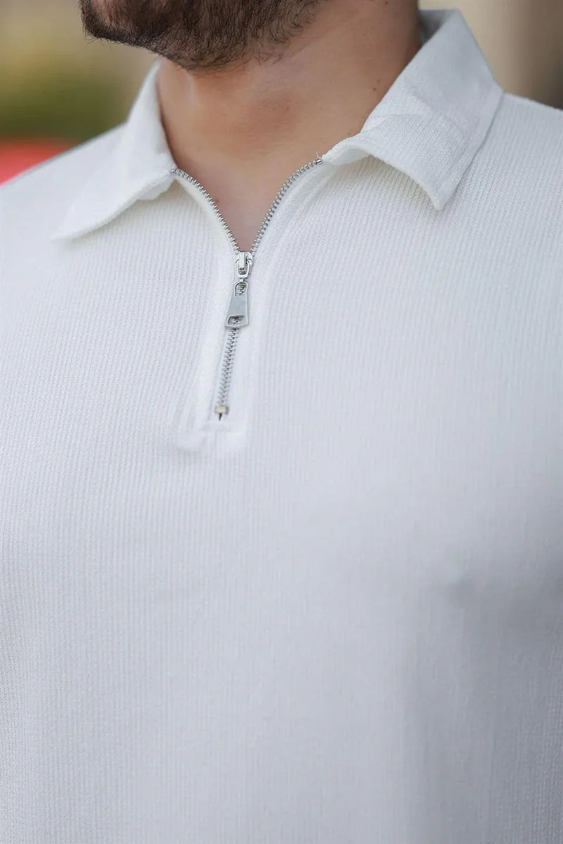 t‑shirt homme polo demi‑zip extensible