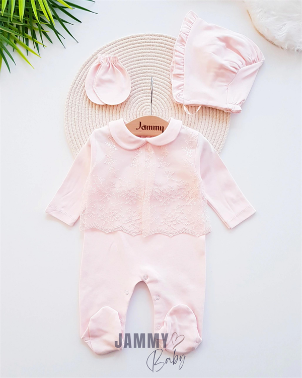 beauty baby collar lace jumpsuit set