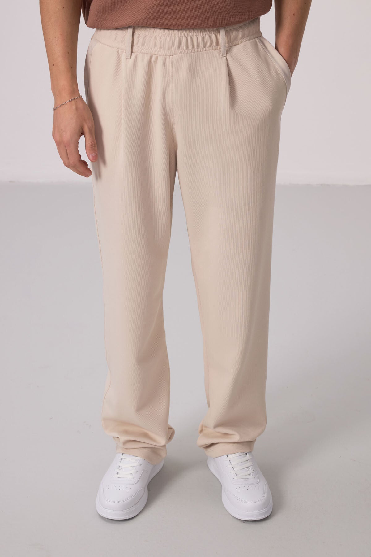 <tc>Pantalon palazzo homme à texture en surface, coupe confortable - 82163</tc>