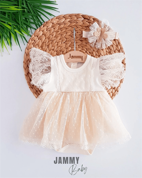 bellaqio tüllü bandanali elbise set - beyaz - Justyol