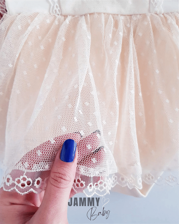 bellaqio tüllü bandanali elbise set - beyaz - Justyol