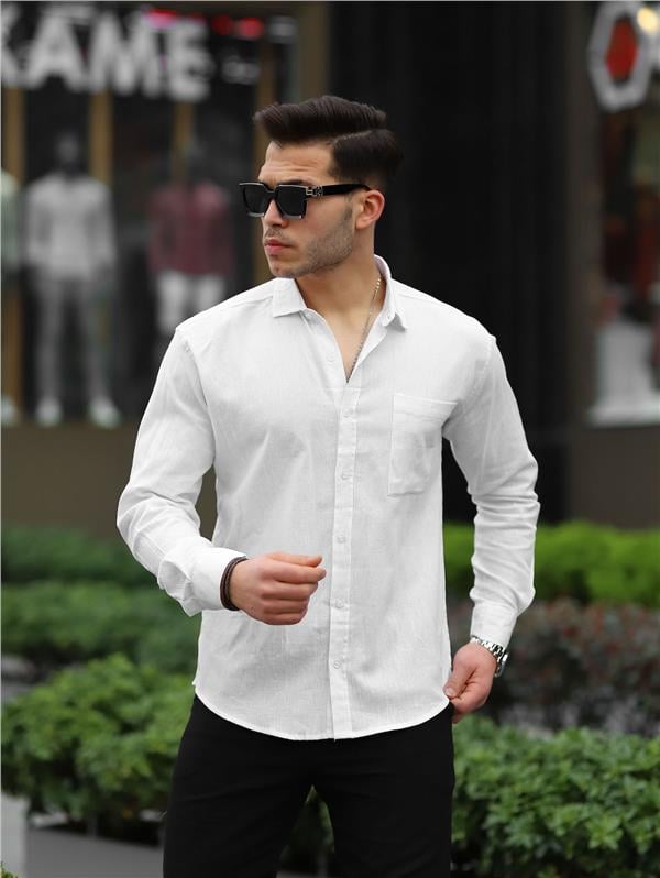 Tek Cepli Şile Bezi Gömlek - Mavi - Justyol